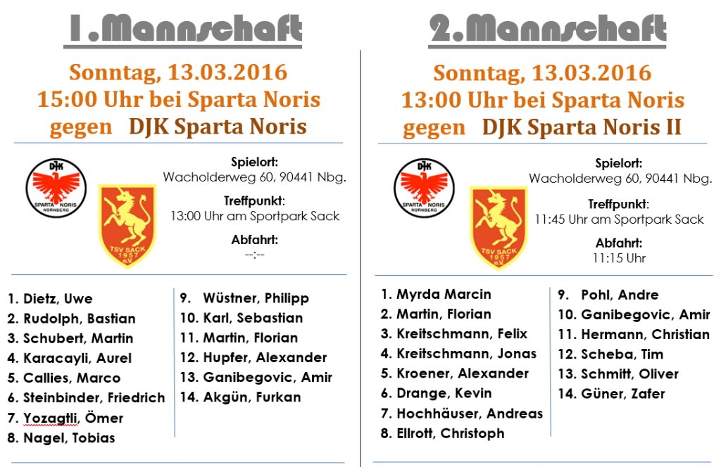 TsvSack's tweet photo. Die Kader für das Wochenende 13.3.16 https://t.co/AFVBnZInVq