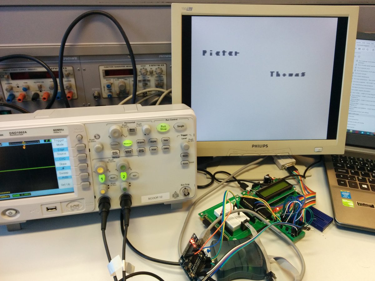 fwyffels's tweet photo. Cool! Pieter & Thomas implemented VGA control with the #arduino compatible dwenguino #MicrocontrollerCourse @dwengo https://t.co/N8cPuUGNZV