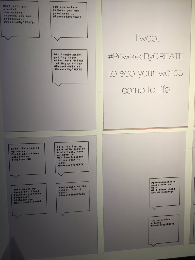 HrefnaHelga's tweet photo. Meta tweet. This very tweet will be printed on that wall 🙌🏼 #PoweredByCREATE @SiliconDrinkabt https://t.co/RTSby4RRaT