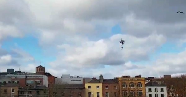 Cheezburger's tweet photo. A man just flew over Dublin in a jet pack like it was no big deal. https://t.co/YqNIp4NTkq https://t.co/e0r9CwLZ7r