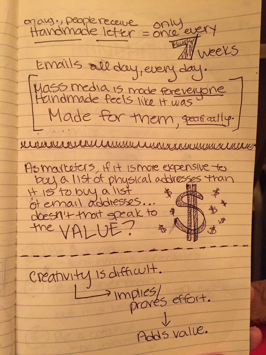 Atomicdust's tweet photo. Notes from @RanAndMax's #ScrewEmail at #SXSW. Direct mail can be beautiful/valuable! https://t.co/f8zJc9Ky3a
