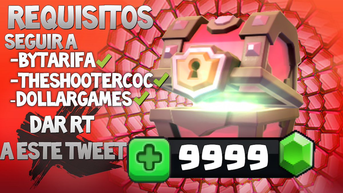 💥SORTEAZO💥
⏩ SEGUIR A <a href="/bytarifa/">Tarifa</a>
⏩ SEGUIR A @theshootercoc
⏩ RT A ESTE TWEET
🎁3600 GEMAS PARA CLASH ROYALE🎁