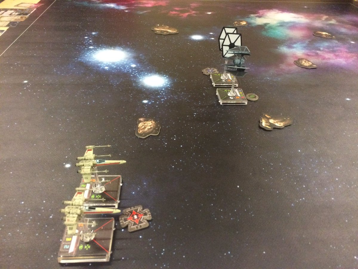 1066Wargaming's tweet photo. Last night we finished the Swiss draws for our 18 pilot 2 small ship 61 build tournament.  So much fun! @FFGOP https://t.co/8kq4pIY8CG