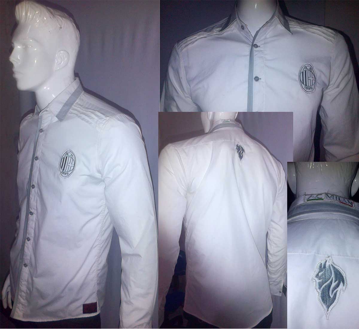 RE-Stock] Kemeja AC MILAN WHITE LOGO SILVER Size S M L XL XXL, IDR 135K BB 25C1A31A #ForzaMilan
