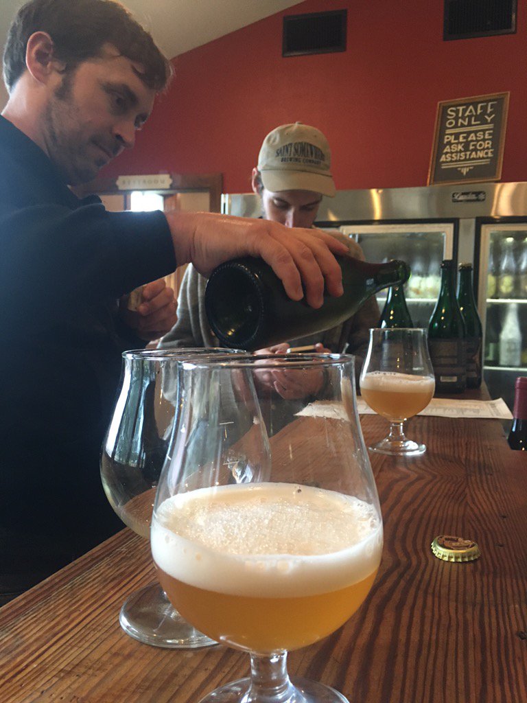 Tasting spontaneous beer with <a href="/jesterkingbeer/">Jester King Brewery</a>.  Amazing #lambic/notlambic.