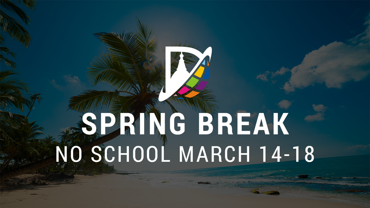 dentonisd's tweet photo. It's spring break – have fun with a full week to yourself! We don't resume classes until Monday, March 21. https://t.co/a0RION7u3Z