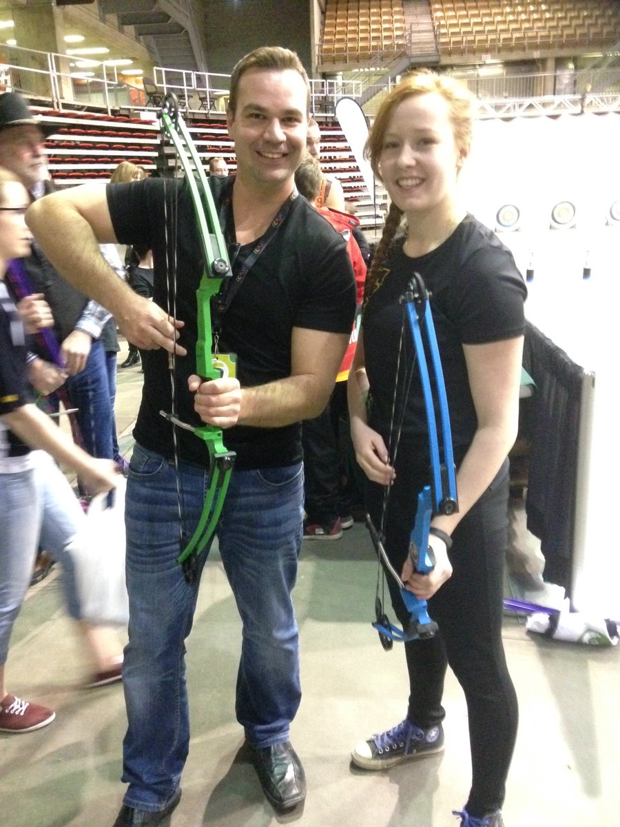 JayHatRadio's tweet photo. With my bow pro @jessalynn1695 at #ebss16 Pro am! @925FreshRadio #Yeg https://t.co/5yWSGPtcy4