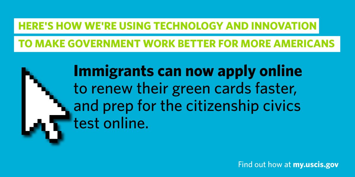 ObamaWhiteHouse's tweet image. Immigrants can now apply online to renew their green cards faster than ever → go.wh.gov/SXSW #SXSW2016