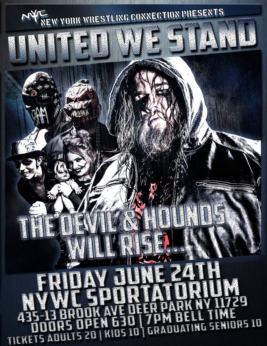 WFinestWrestlin's tweet photo. #roster #reveal #fridaynight #hell #rises #nywc #sportatorium #DeerPark #WFW #UnitedWeStand #HoundsOfHatred #run https://t.co/SnGr2dkrqW