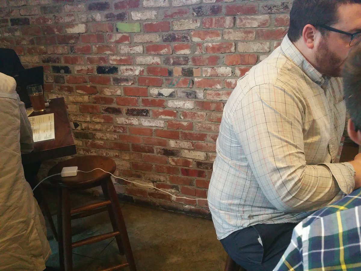 everbs's tweet photo. "Whatever it takes to get power" - @averbs That cord is going between the legs of the next table. https://t.co/SAFQSWat9W