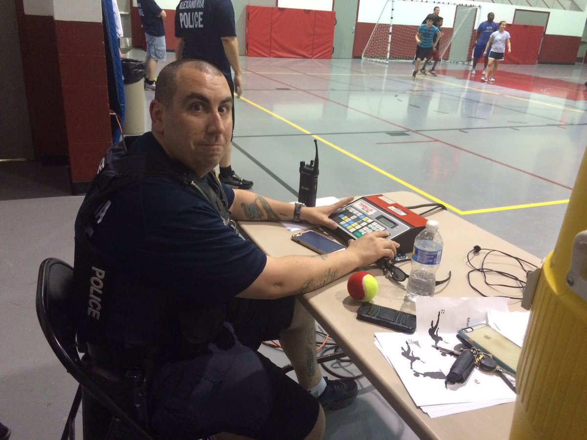 Stopped by to watch kids beating our <a href="/AlexandriaVAPD/">Alexandria Police</a> COPS officers. Sgt Ruggiero having too much fun with the buzzer