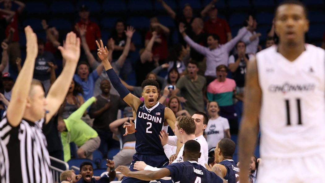 TheUConnBlog's tweet photo. Final Score: #UConn Huskies Advance in Quadruple OT Thriller, 104-97 https://t.co/GYERH05i4n https://t.co/TgQCdz00Yj