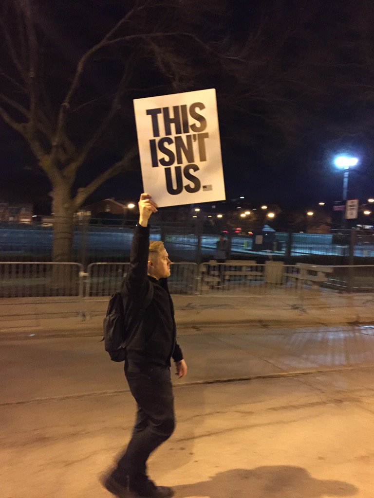 Protestors in Chicago tonight represent the tapestry of this city's diversity: black and white, Hispanics and more.