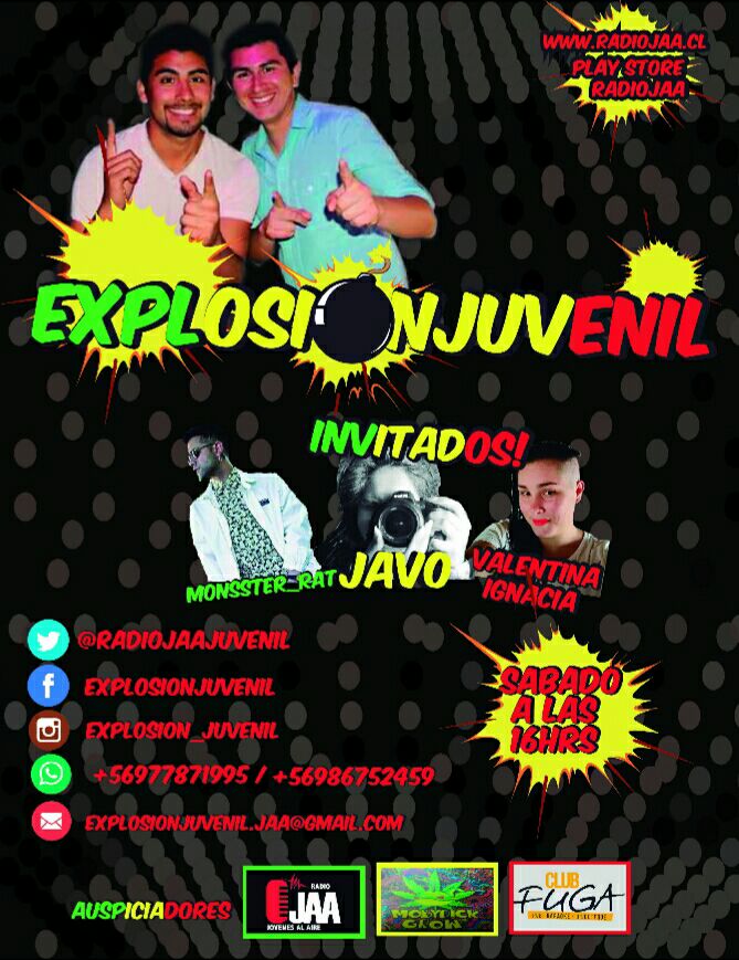 explosion_jaa's tweet photo. EXPLOSIÓN JUVENIL día sábado 16:00 por https://t.co/Tgpl73qiUB descargar la app en PlayStore "radiojaa" 
NO FALTES https://t.co/XDVBssAytY