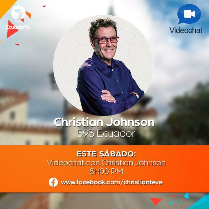 EcuadorTV's tweet photo. Sábado| Únete al videochat con @ChristianTeVe despúes del programa de mañana de #593Ecuador, 8 PM. ¡No faltes! https://t.co/XYK2O7DdMp