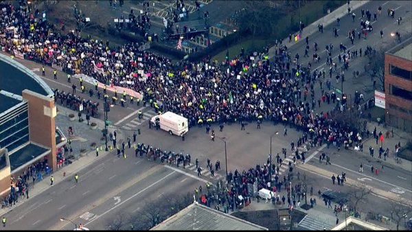 thehill's tweet image. Massive protests shut down Trump rally: hill.cm/OnIS0MF