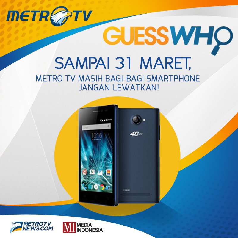 MetroTVToday's tweet photo. Yang mau smartphone dari @Metro_TV, ayo ikutan kuis #MetroTVPresenter yang soalnya akan kita berikan sesaat lagi. https://t.co/G5S8S10qp2