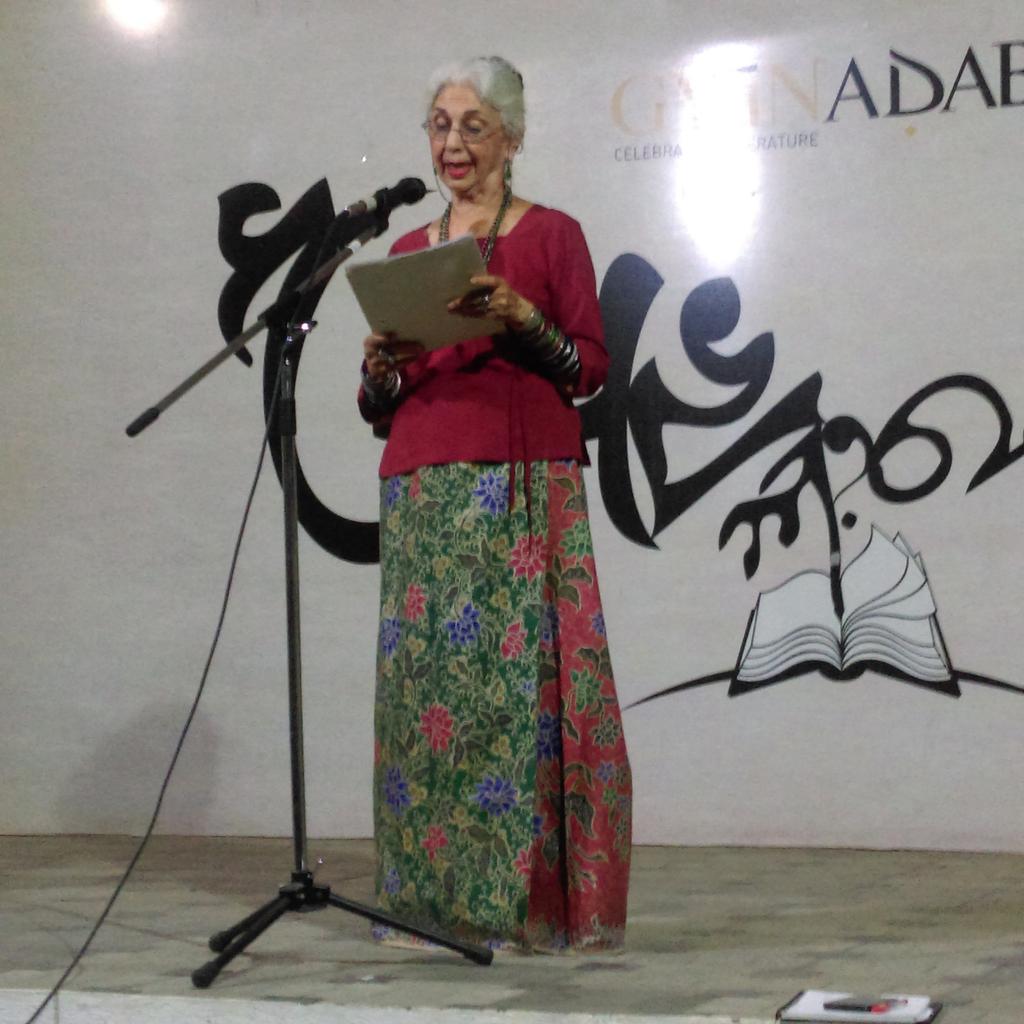 PunePoetrySlam's tweet photo. She's 84, and she read out a beautiful piece at our #OpenMic. This is what #spokenword does. It let's you be. https://t.co/MUeEtGzYnX