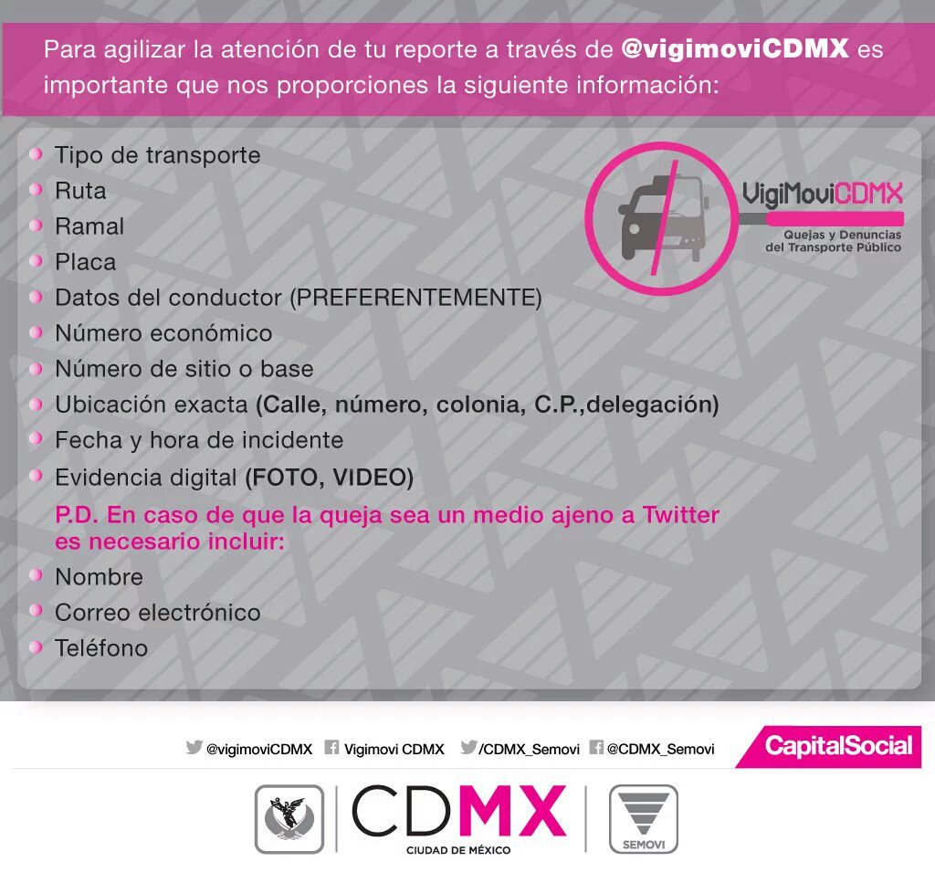 LaSEMOVI's tweet photo. Por la seguridad de todos, reportemos anomalías del transporte público en la #CDMX #VigiTips @vigimoviCDMX https://t.co/Zs2AwmcIdK