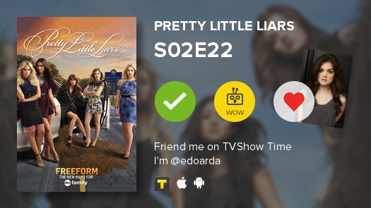 ajonaticdream's tweet photo. I've just watched episode S02E22 of Pretty Little Liars! https://t.co/esXK5ixqCc #PLL #tvshowtime https://t.co/uKWWcSJJ3o
