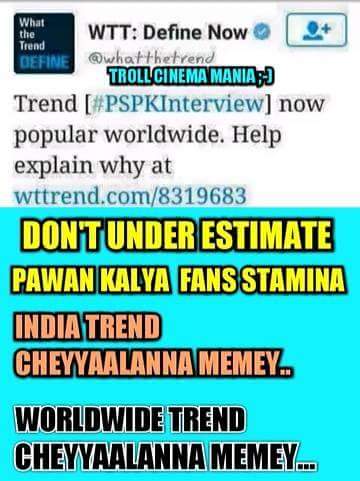 charan4563's tweet photo. Unbeaten Trend in Twitter...#PSPKinterview.Trended like a boss in All over india nd create #WwTrend.#PSPKInterview https://t.co/fGkcMzmLhd