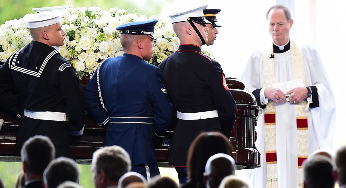 politico's tweet photo. Remembering Nancy Reagan: Family, dignitaries and celebs pay their respects https://t.co/5Sjg9fLRSD | Getty photos https://t.co/oiUd9hL44T