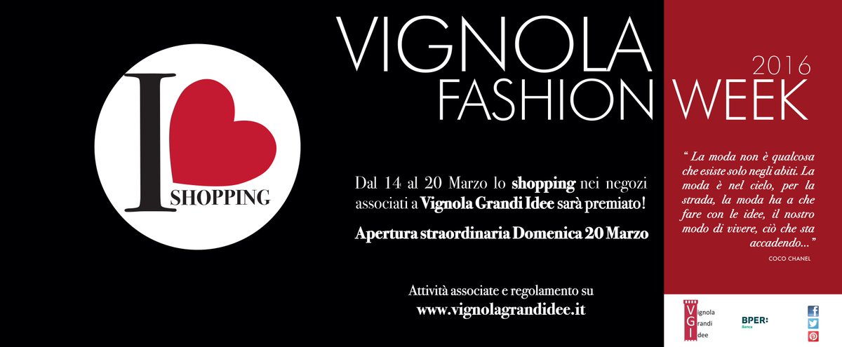 VGI2014's tweet photo. A Vignola ritorna #Iloveshopping ....l'appuntamento con lo Shopping che vi premia! https://t.co/fnSLOpXiSg