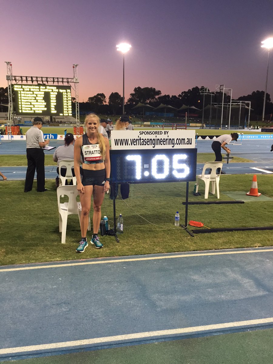 AustralianAths's tweet image. A very happy @brookestratts with her amazing jump up in lights!