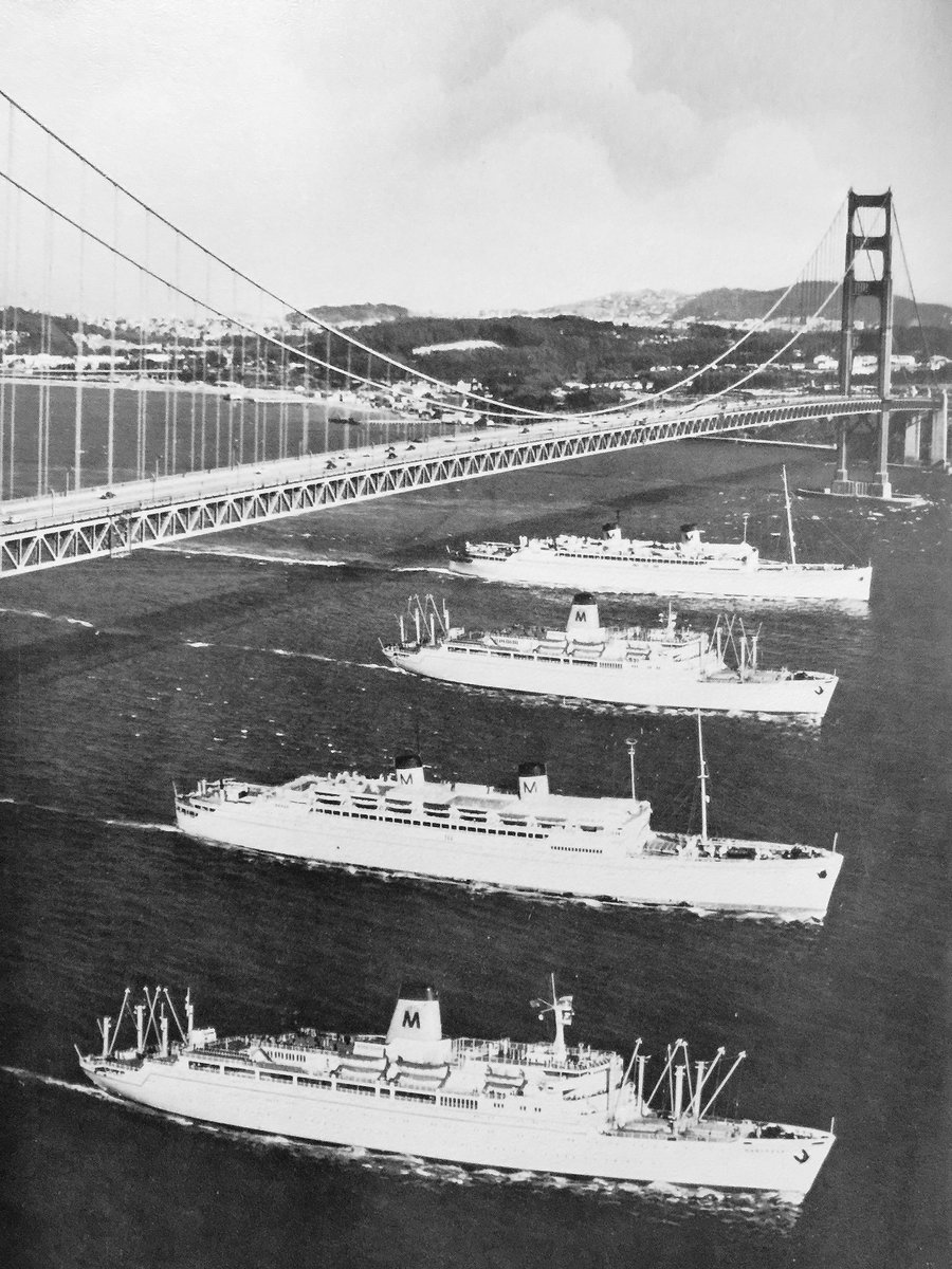 The ships of Matson Lines. Mariposa, Matsonia, Monterey and the Lurline at the top.