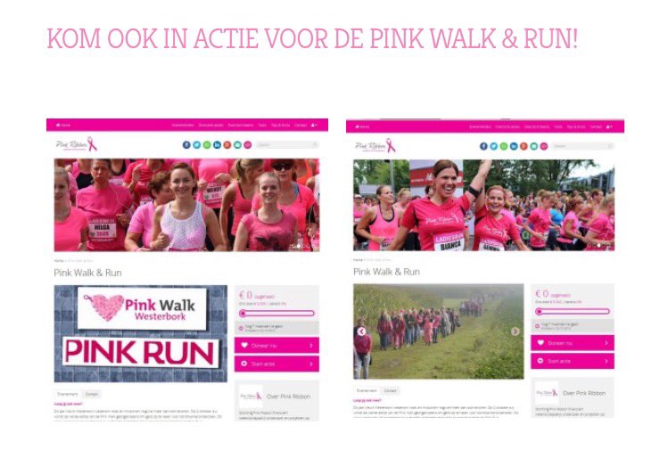 1 mei start de voorinschrijving! Actiepagina al wel online dankzij <a href="/pinkribbon_NL/">Pink Ribbon NL</a>. Ga naar acties.pinkribbon.nl/evenement/pink…