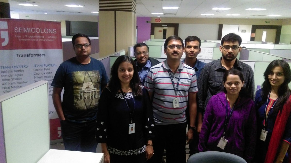 nirajnadkar's tweet photo. @Persistentsys @psl_semicolons #team Transformers. 4.5 hours done @nirajnadkar @rashmitambe @npbakhle and team https://t.co/rMLuj6i9av