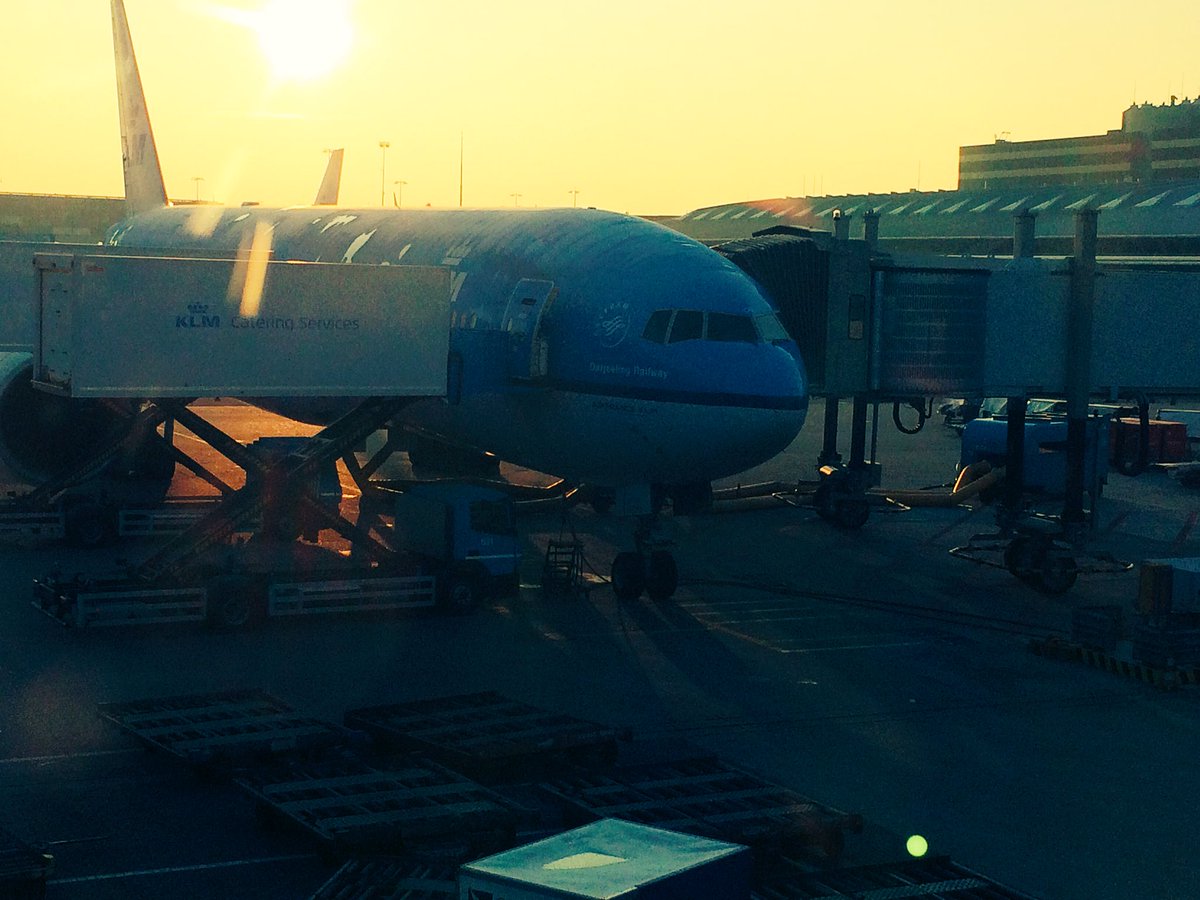 Sun rise in Amsterdam as the plane gets ready for our travel home #fyecph #chucktownbound