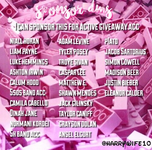 💫 New sponsor list 💫

Giveaway acc only!!

-f