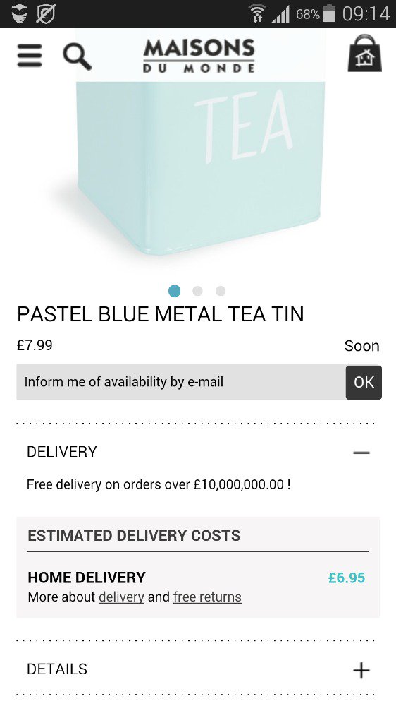Rantable's tweet photo. @MDM_EN we think your free delivery criteria is slightly harsh 😁 https://t.co/xuDzRPCNEq
