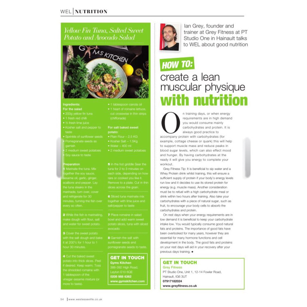 GreyFitness's tweet photo. Who read Ian's article in West Essex Life Magazine ?
#westessexlife #nutrition #nutritionarticle #Aesthetic https://t.co/E8yA2H6RkP