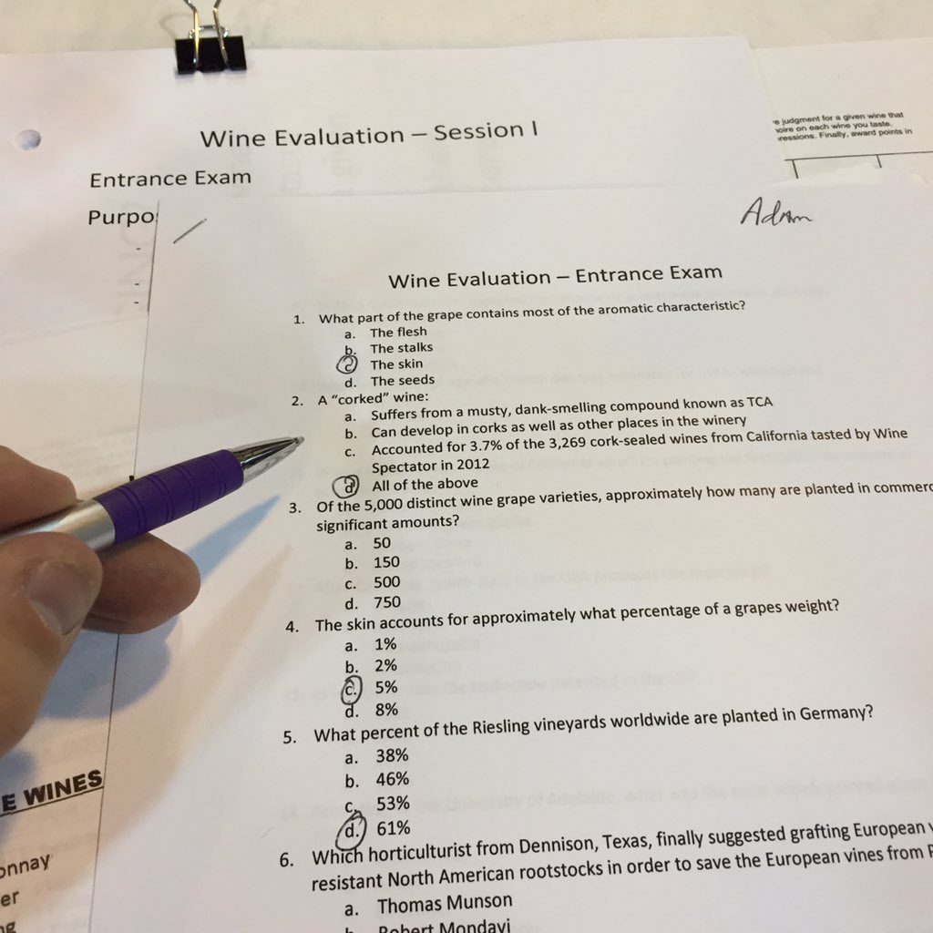 Reinkster's tweet photo. Wine judge training, entrance exam! #didnotstudy #drinkingwine https://t.co/UgNA0AgYZS