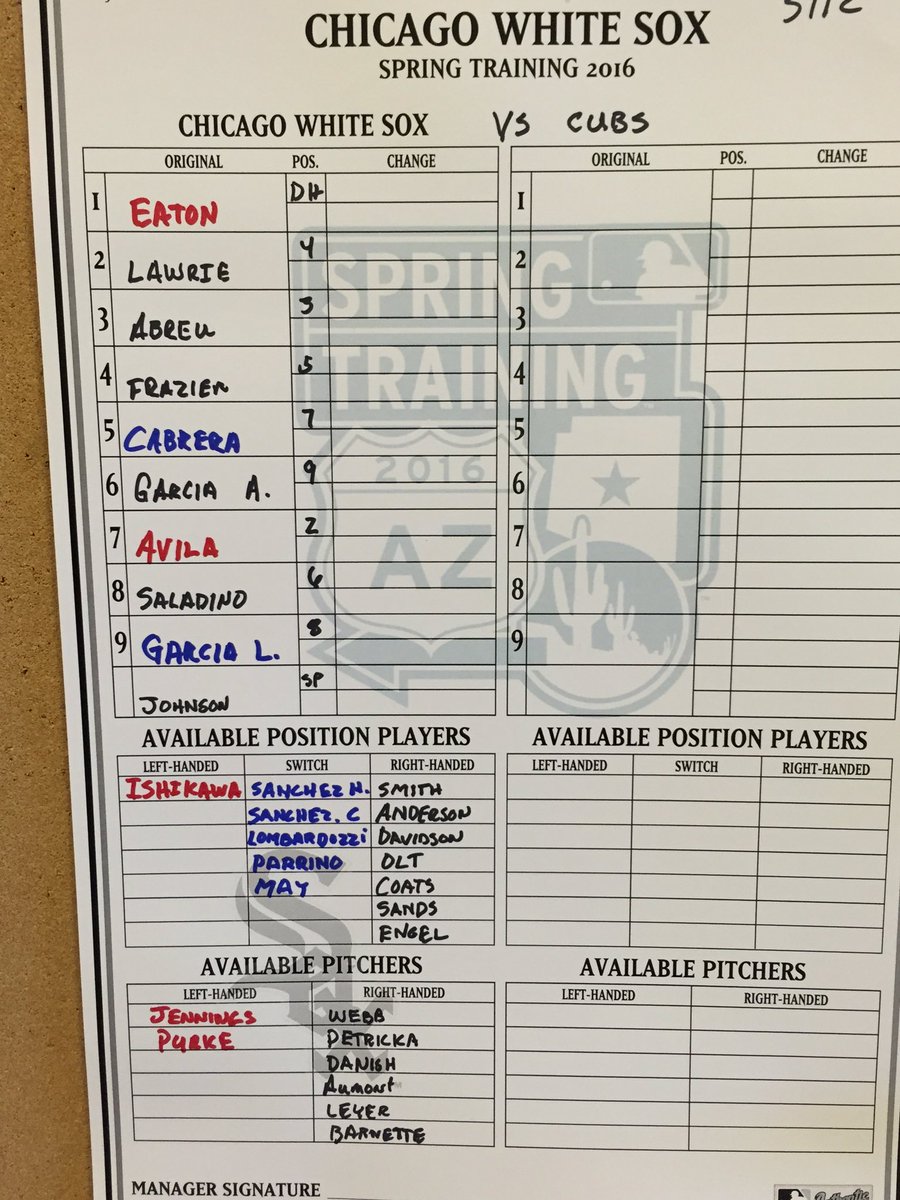 Chicago White Sox on Twitter "Today's SoxSpringTraining starting