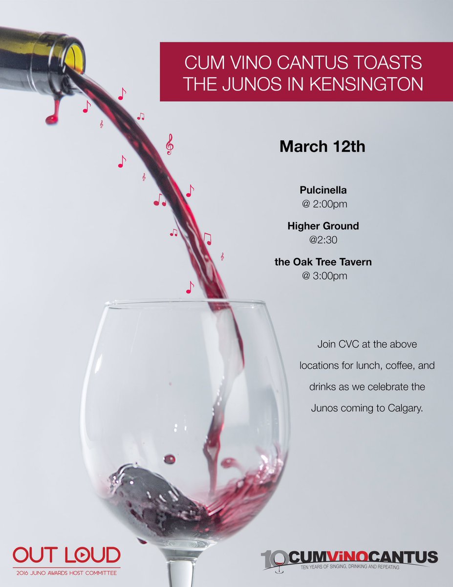 CumVinoCantus's tweet image. Our second stop of the day will be at the @highergcafe in @kensingtonYYC around 2:30pm to toast the @TheJUNOAwards