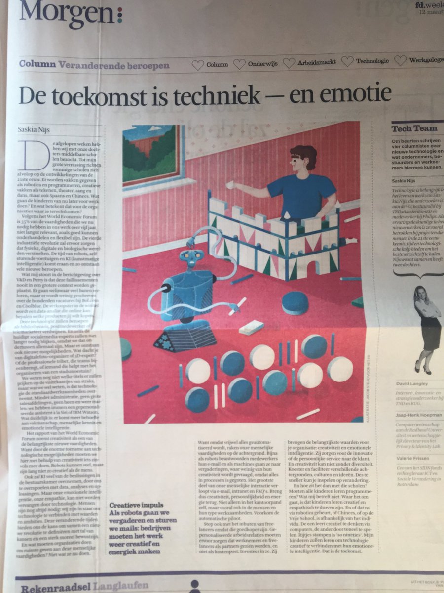 babettedeweerd's tweet photo. FD: leren om technologie creatief te verbinden met je emotionele intelligentie: dat is de toekomst! #saxioninnoveert https://t.co/1AUQ70Hnpg