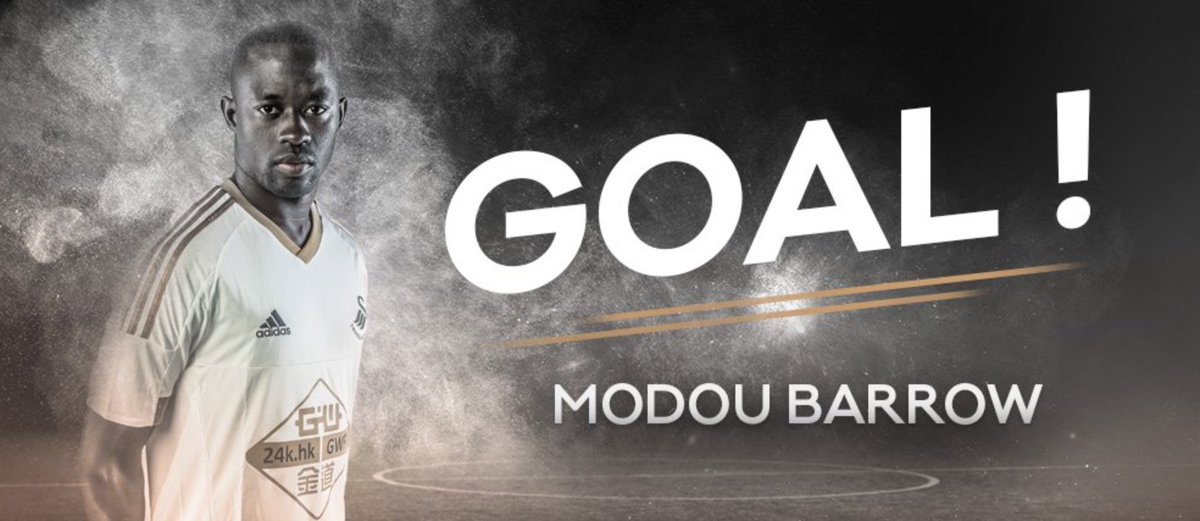 SweStats's tweet image. GOAL! Modou Barrow scores 1-1 for Swansea against Bournemouth