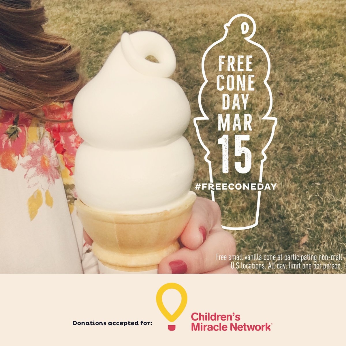 DairyQueen's tweet photo. Celebrate #SummerNow and support @CMNHospitals by stopping by for #FreeConeDay on Tuesday, March 15th. https://t.co/mhvFUGIMQr