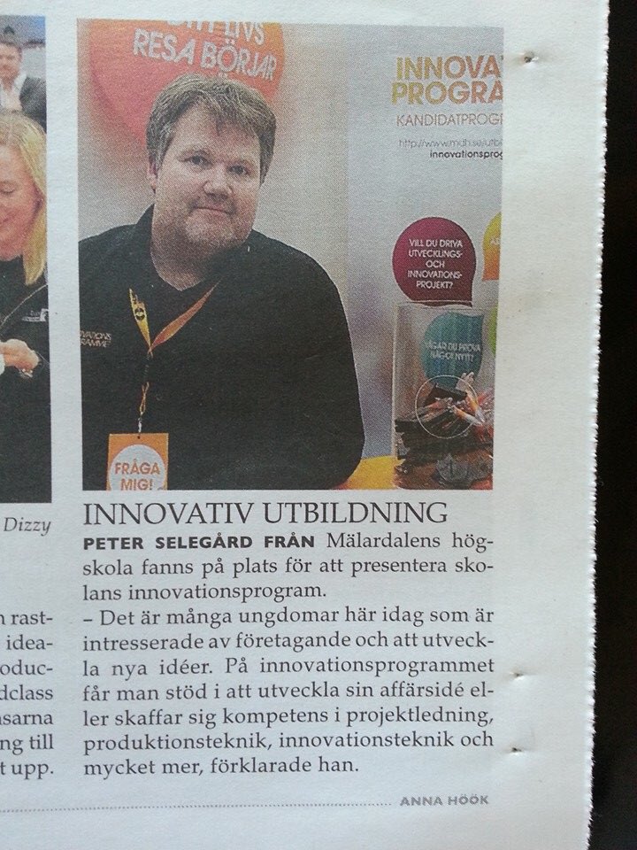 Innovationboy's tweet photo. Ibland får gubben vara med på bild i tidning. #innovation #Mdh #Innovationsprogrammet #Måsen https://t.co/wfbJ1JYU2z