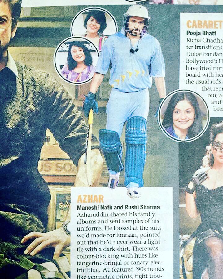RushiManoshi's tweet photo. Thrilled 2 c @RushiSharma @ManoshiNath in @MumbaiMirror for our film #Azhar https://t.co/dAbeCKsBHM