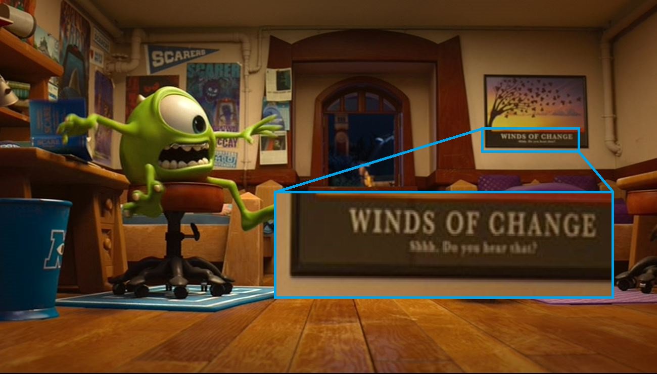 𝕂𝕊𝕋 カスト A Twitter ランドールのベッドの上には モンスターズ インク で言っていた 聞こえるぅ 風向きの変わる音ぉ というセリフが書かれたポスターがある Shh Shh ってとこも含めてお気に入りのセリフだった モンスターズユニバーシティ 𝕂𝕊𝕋 カスト A Twitter ランドールのベッドの上には モンスターズ インク で言っていた 聞こえるぅ 風向きの変わる音ぉ というセリフが書かれたポスターがある Shh Shh ってとこも含めてお気に入りのセリフだった モンスターズユニバーシティ