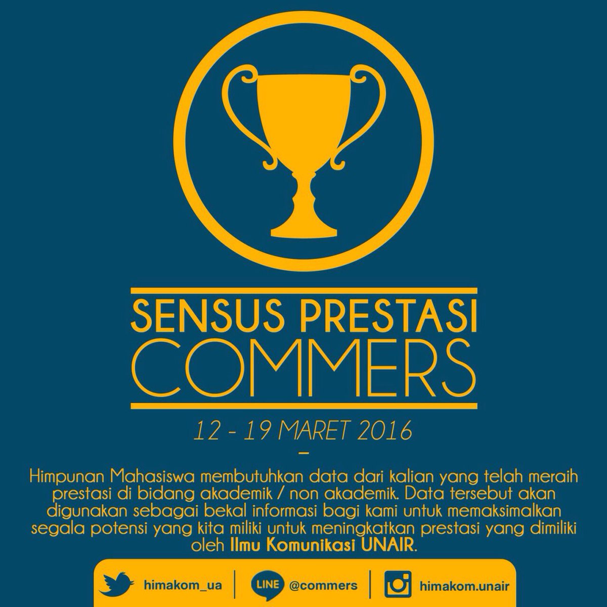 Nah, buat Commers yang punya prestasi akademik/non akademik jgn lupa ikut #sensusprestasi 👌🏻