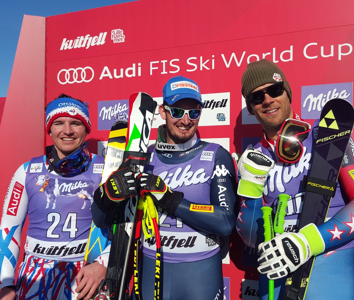 fisalpine's tweet photo. Congrats to the winners of @WC_Kvitfjell DH ! @DomiParis, @val_giraudmoine (+0.20) and @Steven_Nyman (+0.24) https://t.co/sW1NjeOxcJ