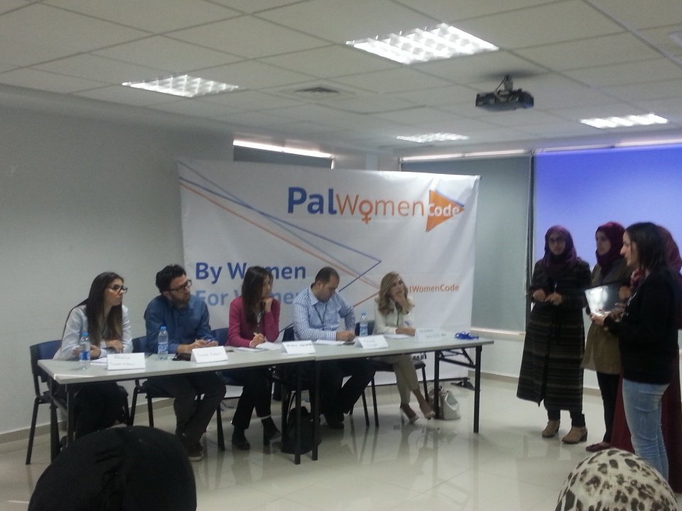 GhadaAbuTaa1's tweet photo. Our young talented jury panel #PalWomenCode very focused n trying to know more about the application @USCGJerusalem https://t.co/wbxv88DDb3