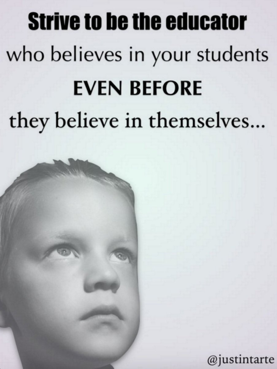 justintarte's tweet photo. Be the educator who believes in their students before they start to believe in themselves... #edchat #education https://t.co/T5inM8ayrI