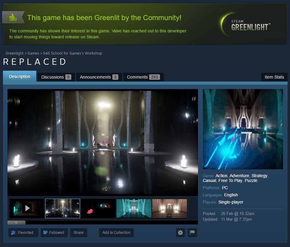 replacedthegame's tweet photo. REPLACED HAS BEEN GREENLIT
#games #gamedev #indie #indiedev #gaming #indiegame #unreal #UE4 #Steam #SteamGreenlight https://t.co/Xc3jF9PBKw