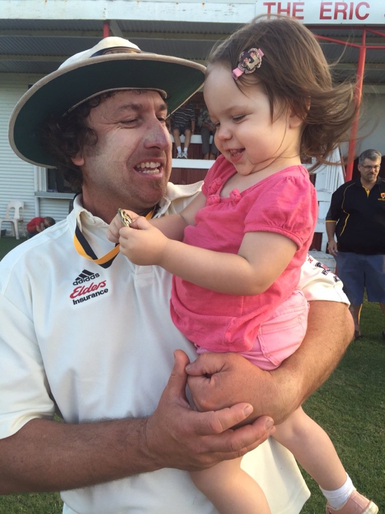 JamieNicolaou's tweet photo. Someone was happy with Dad's premiership medallion. #dingup #wbcapremiers https://t.co/fMj9puigyx